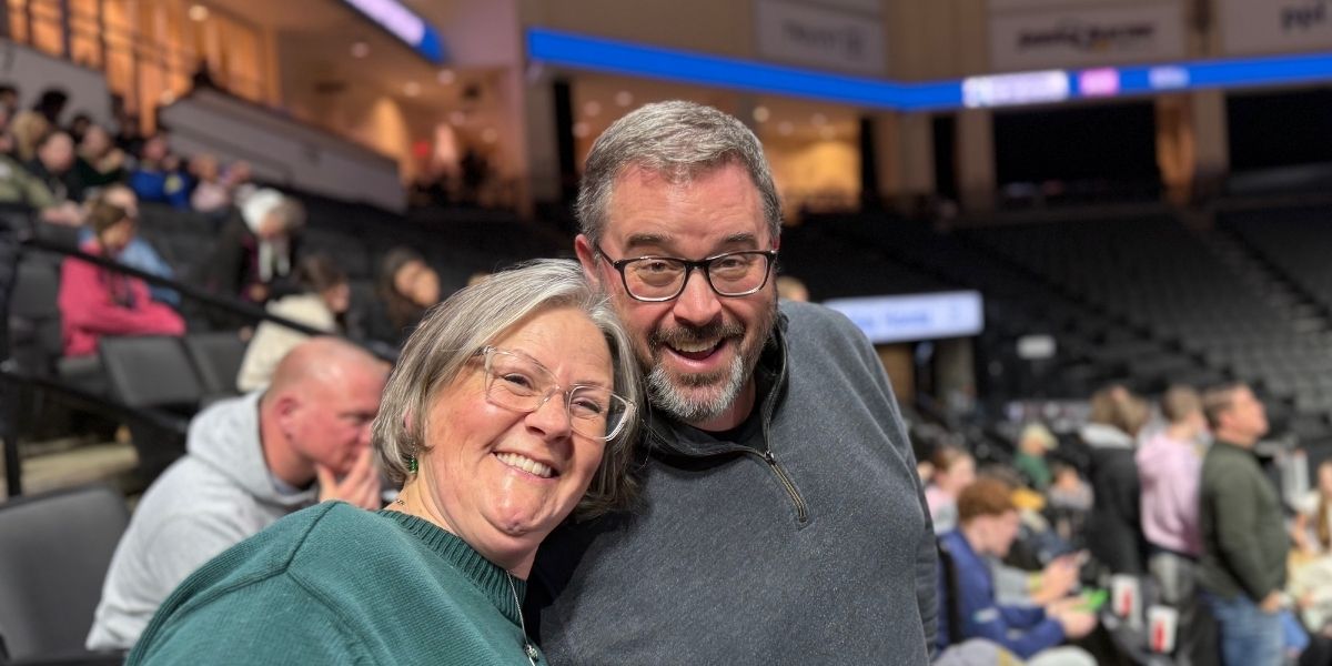 My wife and I at the PPL Center ready to cheer on the Hornets...